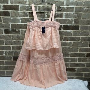 Lucky Brand Blush Pink 2 Piece Set Tank Top & Midi Skirt Weaved Size XS / Large